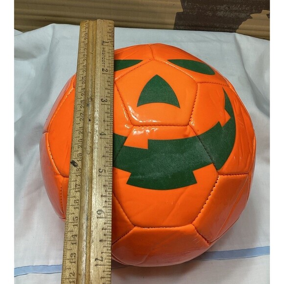 Spooky Orange Halloween Pumpkin Soccer Ball Face Glows In The Dark Unused Shape - Picture 6 of 7